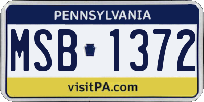PA license plate MSB1372