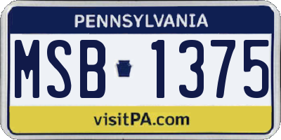 PA license plate MSB1375