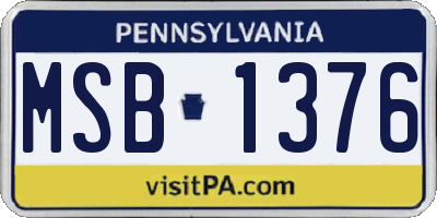 PA license plate MSB1376