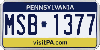 PA license plate MSB1377