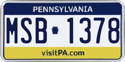 PA license plate MSB1378