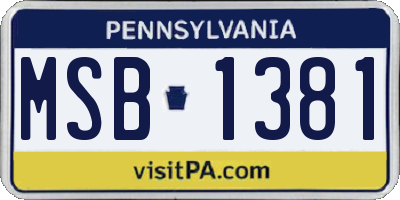 PA license plate MSB1381