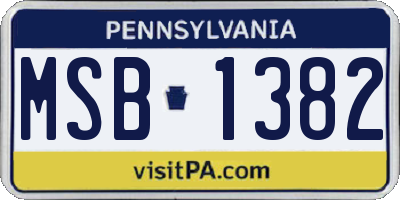 PA license plate MSB1382