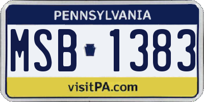 PA license plate MSB1383