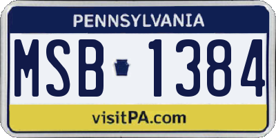PA license plate MSB1384