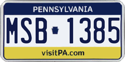 PA license plate MSB1385