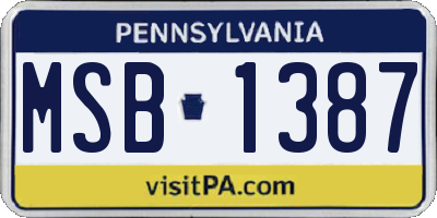 PA license plate MSB1387