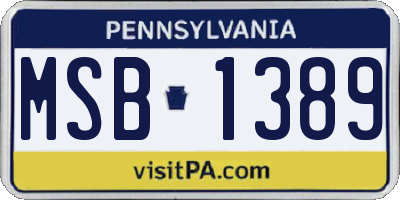 PA license plate MSB1389