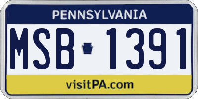 PA license plate MSB1391