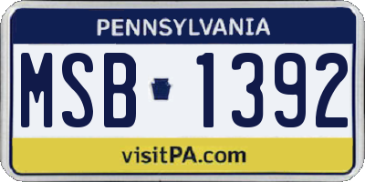 PA license plate MSB1392