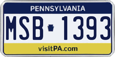 PA license plate MSB1393