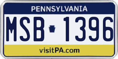 PA license plate MSB1396