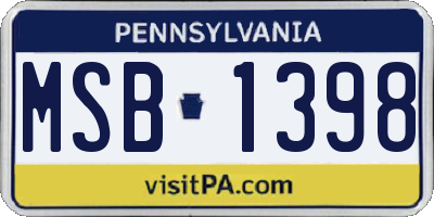 PA license plate MSB1398