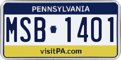 PA license plate MSB1401