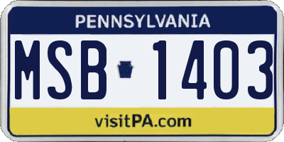 PA license plate MSB1403