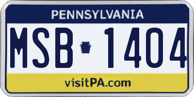 PA license plate MSB1404