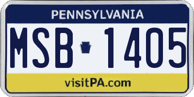 PA license plate MSB1405