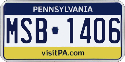 PA license plate MSB1406