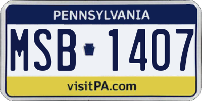 PA license plate MSB1407