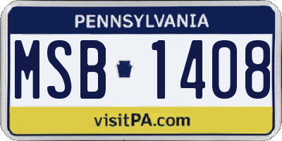 PA license plate MSB1408