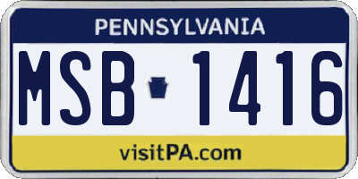 PA license plate MSB1416