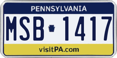 PA license plate MSB1417