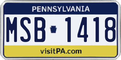 PA license plate MSB1418