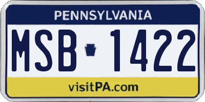 PA license plate MSB1422