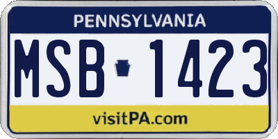 PA license plate MSB1423