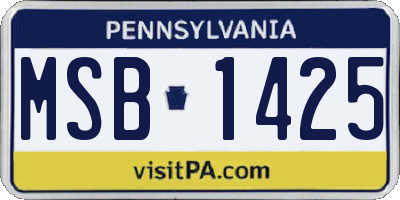 PA license plate MSB1425