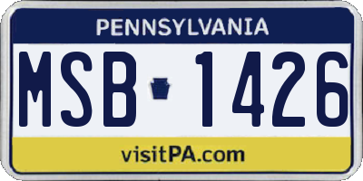 PA license plate MSB1426
