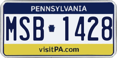PA license plate MSB1428