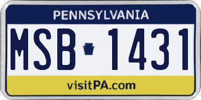 PA license plate MSB1431