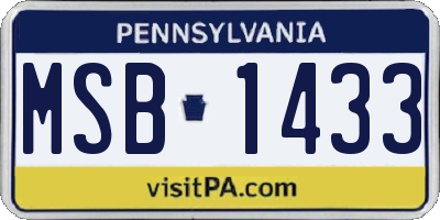 PA license plate MSB1433