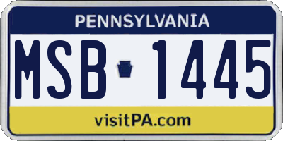 PA license plate MSB1445