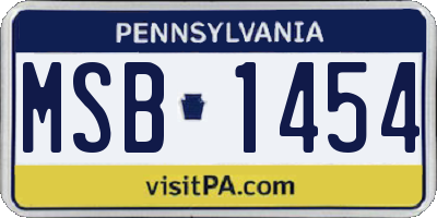 PA license plate MSB1454