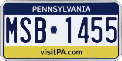 PA license plate MSB1455