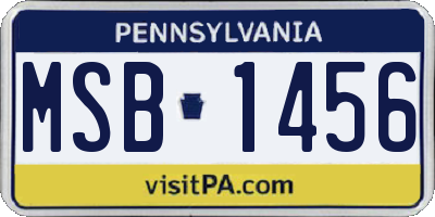 PA license plate MSB1456