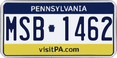 PA license plate MSB1462