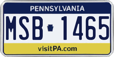 PA license plate MSB1465