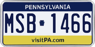 PA license plate MSB1466
