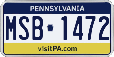 PA license plate MSB1472