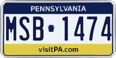 PA license plate MSB1474