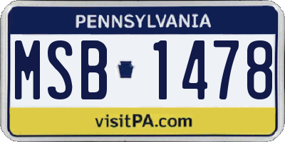 PA license plate MSB1478