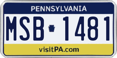 PA license plate MSB1481