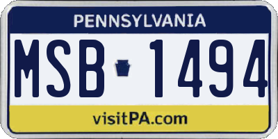 PA license plate MSB1494