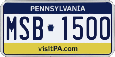 PA license plate MSB1500