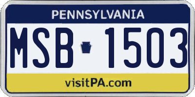 PA license plate MSB1503