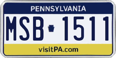 PA license plate MSB1511