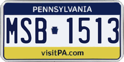 PA license plate MSB1513